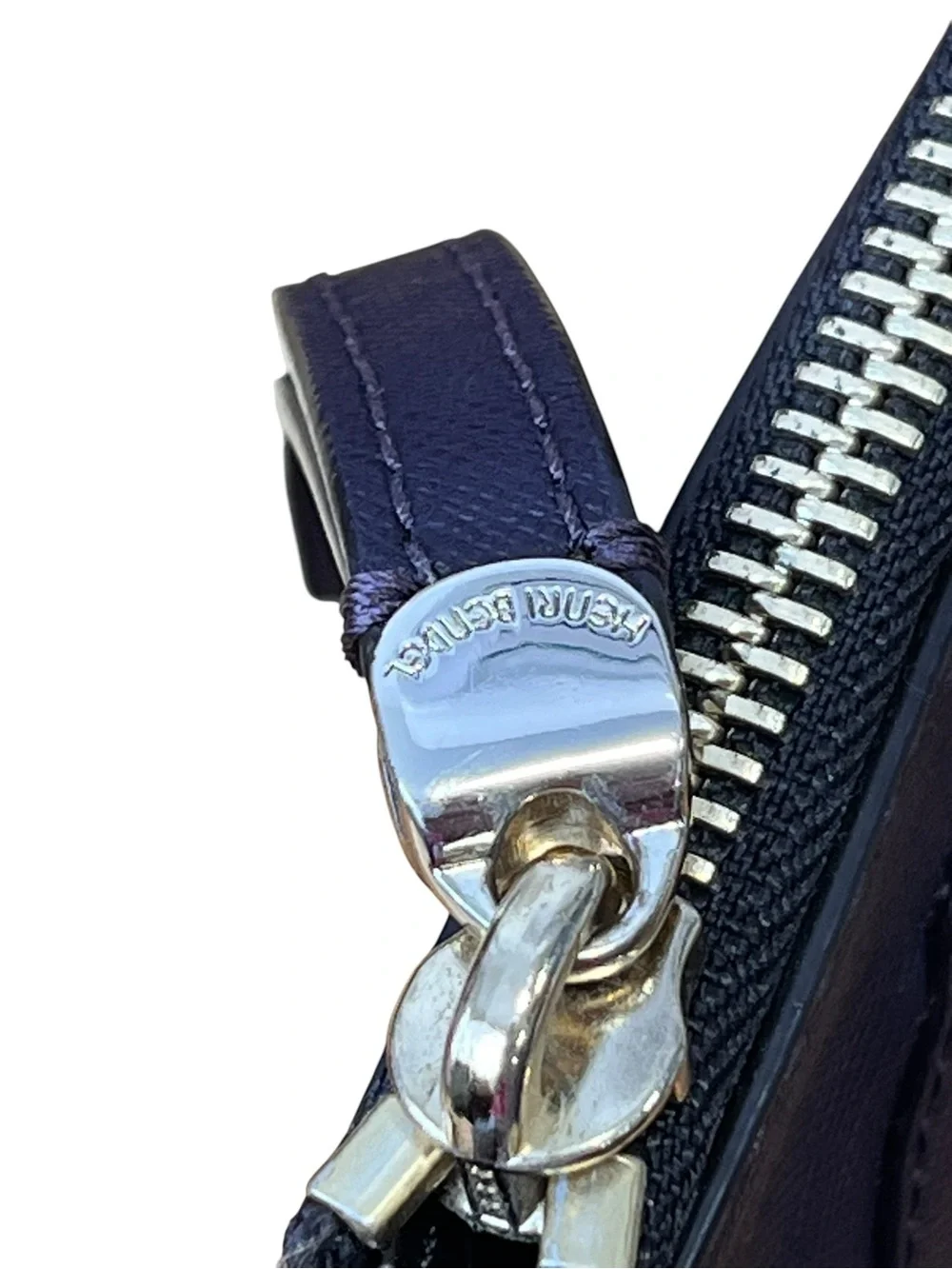 Henri Bendel Saffiano Leather Eggplant Purple Zip Clutch Wristlet
